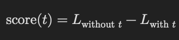 score(t) = Lwithout & - Lwith t